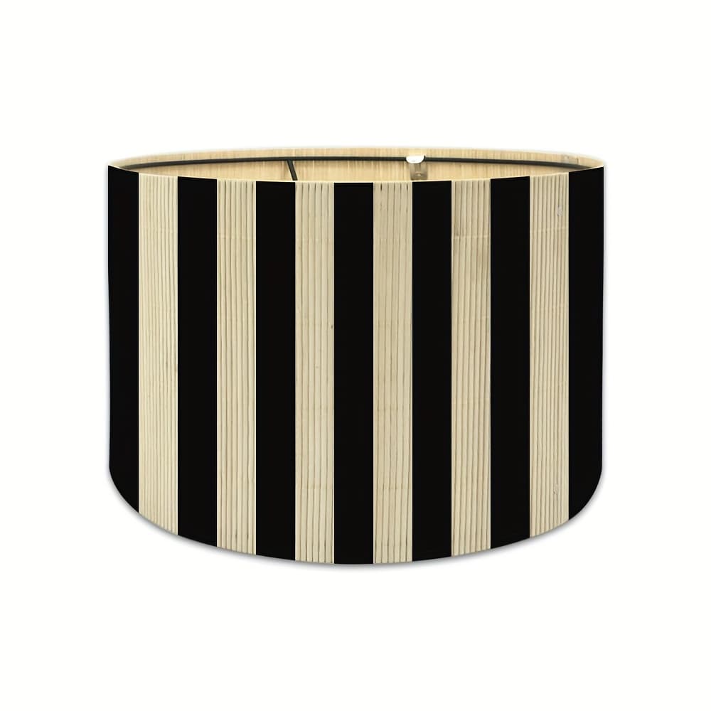 TEMU Bamboo Lampshade With Striped Design, Modern And Elegant, Decoration - Bucket Shaped Translucent Lampshade, Home Decoration, Suitable For Floor Lamps And Desk Lamps, No Electric Wire