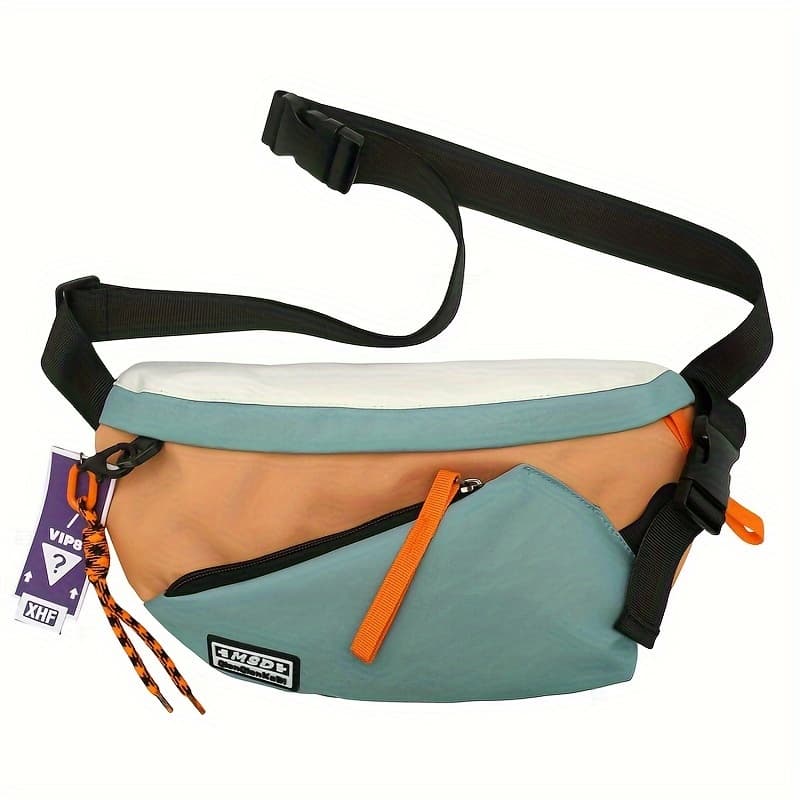 TEMU Men's Casual Chest Bag With Pendant Multi Pocket Bag Street Style Shoulder Bag Crossbody Chest Bags Waist Pack Men Nylon Hip Hop Waist Bag Phone Pocket
