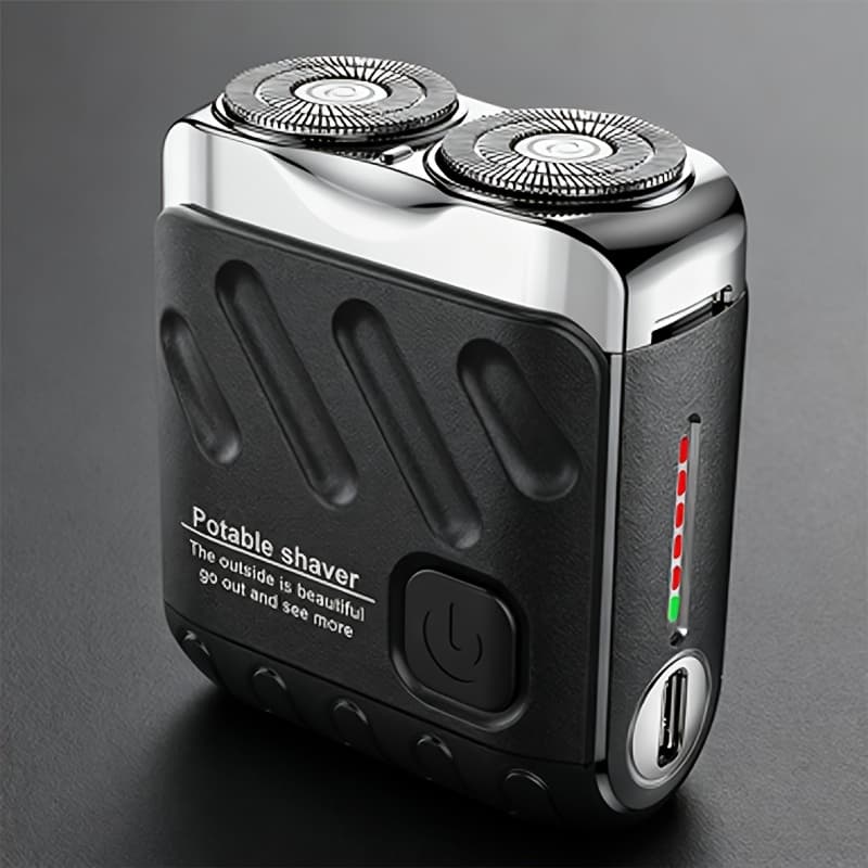 TEMU Portable Electric Rotating Shaver With Dual-head Motor & Usb - Mini Pocket Suitable For Home, Travel, Usb- One-button Operation, Long For &, Battery- For -the- Shaving