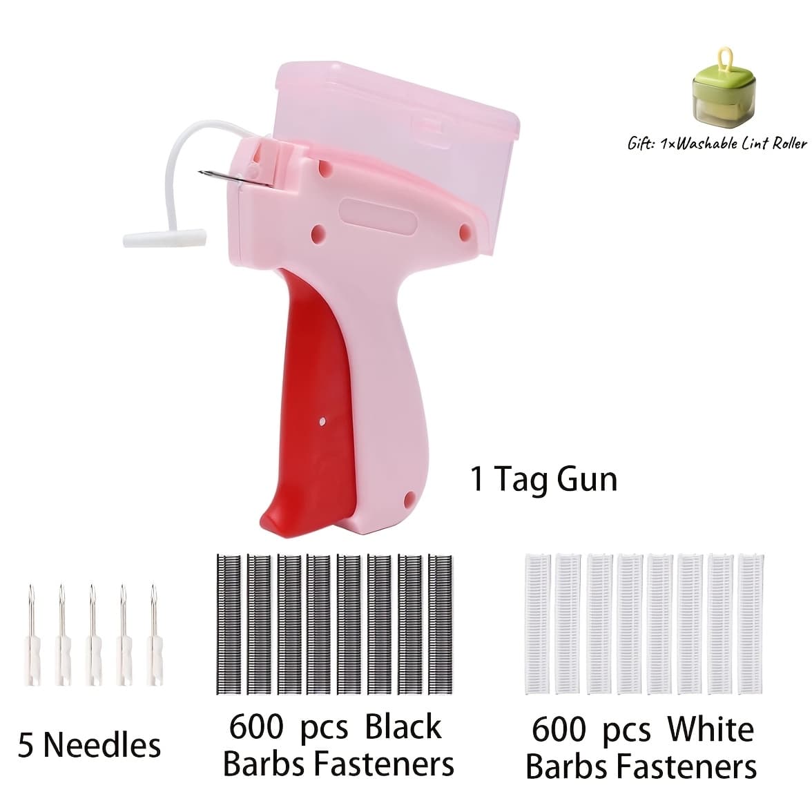 TEMU Gun With 1/ 5 Fine Needles, 1000pcs Fasteners.stitch Gun For Clothes, Tagging Gun For Clothing, Tag Gun For Clothes