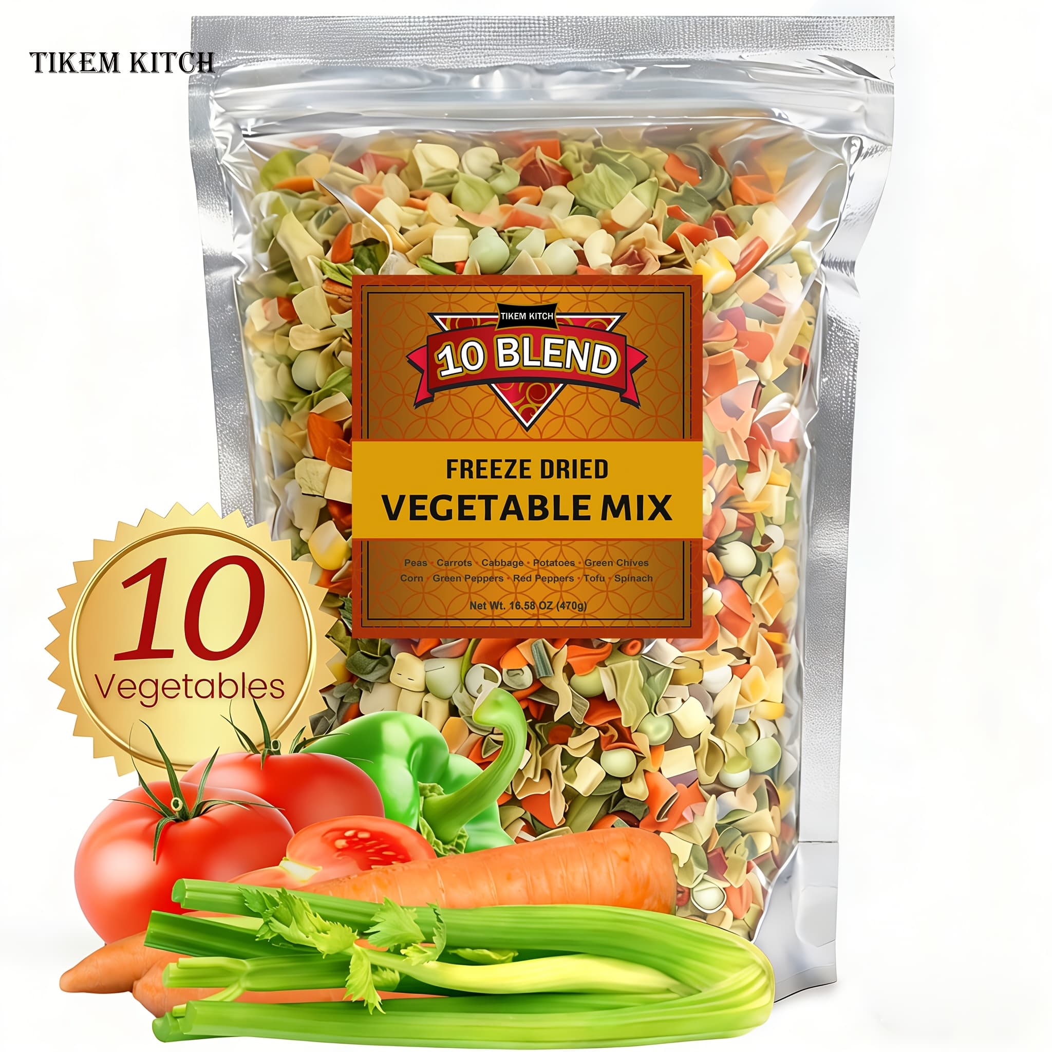 TEMU Deluxe Dried Vegetable Soup Mix In 16/25/35 Oz - Contains Carrots, Red Bell Pepper, Onion, Green Bell Pepper, Tomato, Celery, Without Spices, Salt, Or Preservatives