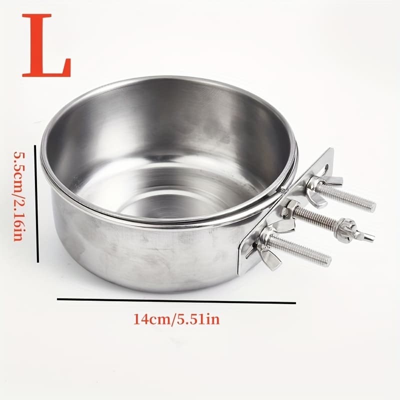 TEMU 1pc Pet Stainless Bowl, Hanging Cage Pet Dog Food Basin, Water Drinking Bowl, Pet Hanging Bowl