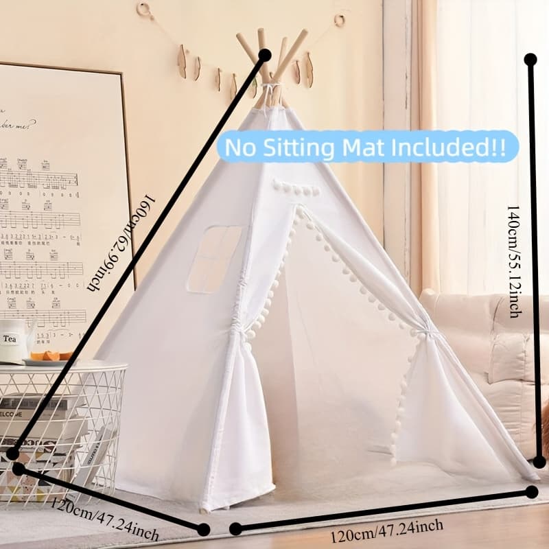 TEMU Teepee Tent, Indoor/outdoor Play Tent Suitable For Nordic Conical Family Princess Small House, Washable Tent For Birthdays And Holidays, Christmas And Halloween (without Padding)
