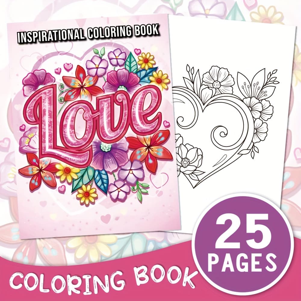 TEMU 30 Pages Coloring Book, A4 Size Art Activity For Adults & & - Love
