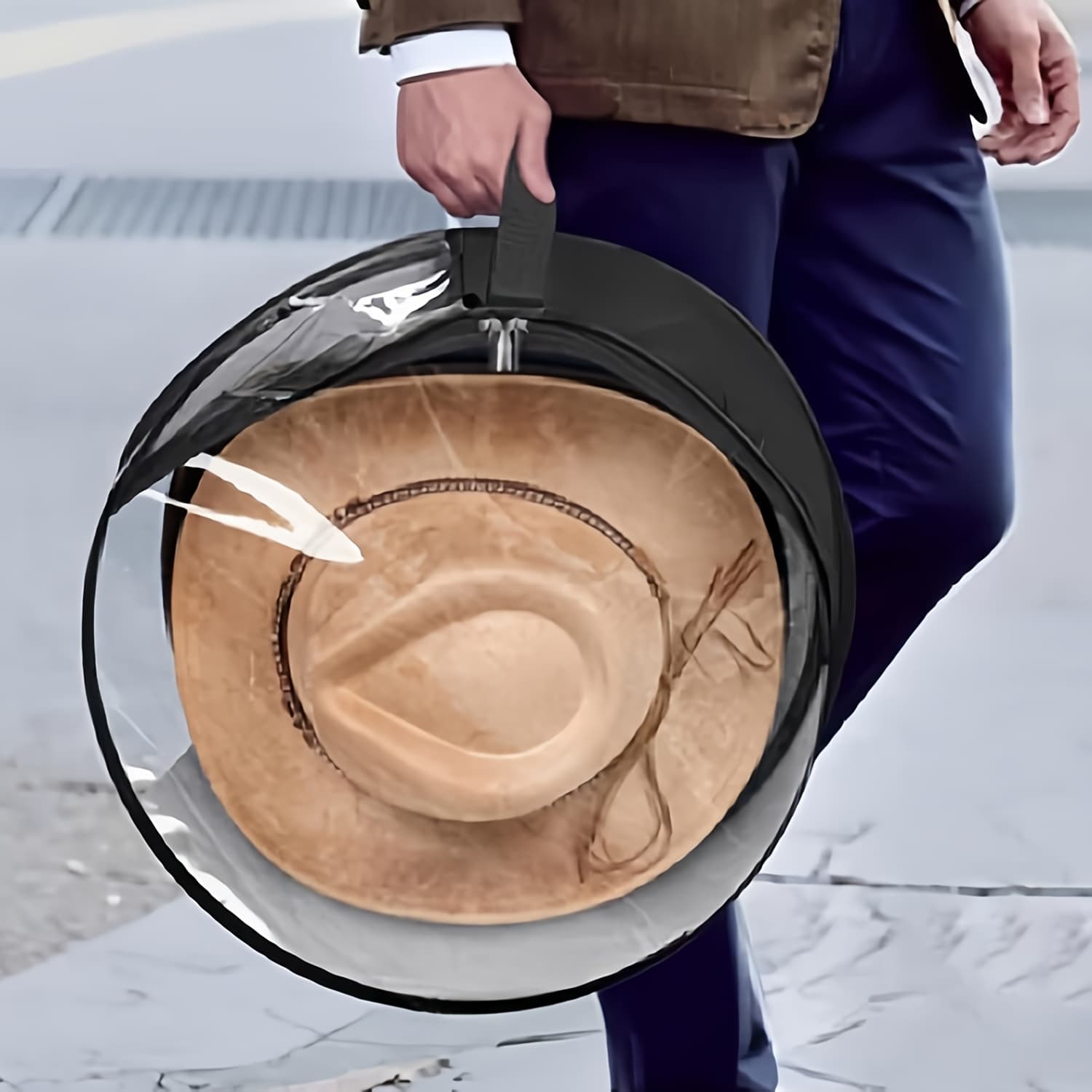 TEMU Large Transparent Bag For Storing Hats, Accommodates Caps, Ideal For Organizing Cowboy Hats In Your Closet, Features A Case For Wide-brimmed Hats With Handles For