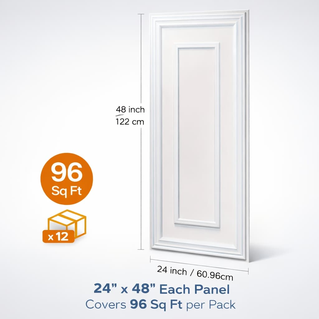 TEMU 12-pack Pvc Drop Ceiling Tiles 24"x48", White 3d Decorative Ceiling Panels, Waterproof, Easy To Cut & Install, 96 Sq Ft/case