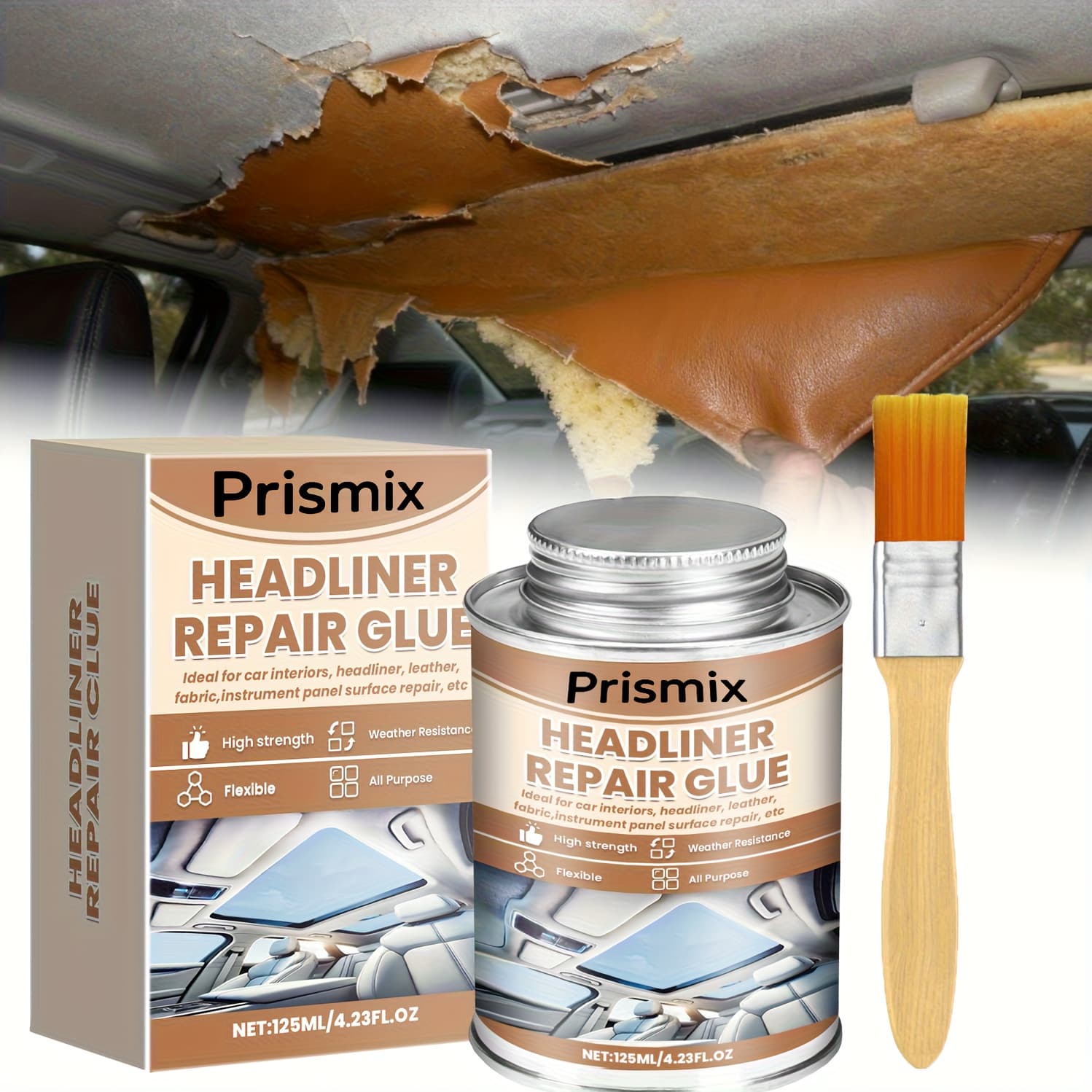 TEMU Roof Repair Glue And Car Interior Adhesive Are Suitable For Car Interior, Fabric, And Leather. Are , Effective, And Time-saving And Repairs.