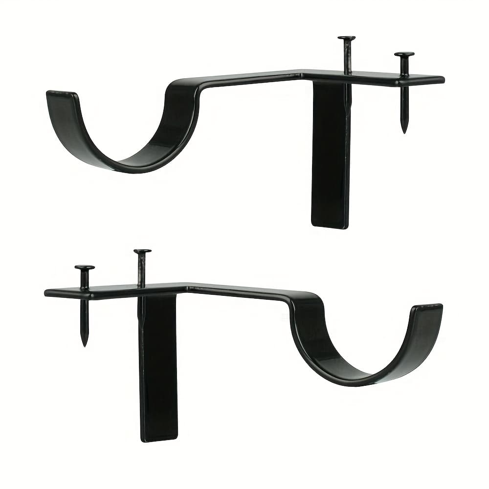 TEMU 2pcs No Drill Curtain Rod Brackets, Adjustable Heavy Duty Metal Curtain Rod Holders, Screwless Curtain Rods Hooks Accessories For Home Bedroom Window And Door