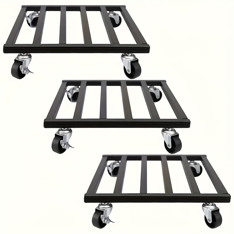 TEMU 3 Metal Plant Featuring Locking Wheels - With Square Frames Of 10 And 12 Inches, Plant Stands Are Suitable For Indoor And Outdoor Use, Supporting Weights Of Up To 150
