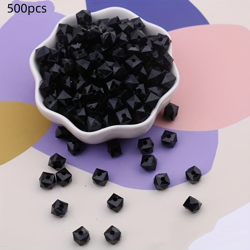 TEMU 500pcs 8mm Handmade Bead Square Diamond Bead, Transparent Square Bead Acrylic Bead Decoration