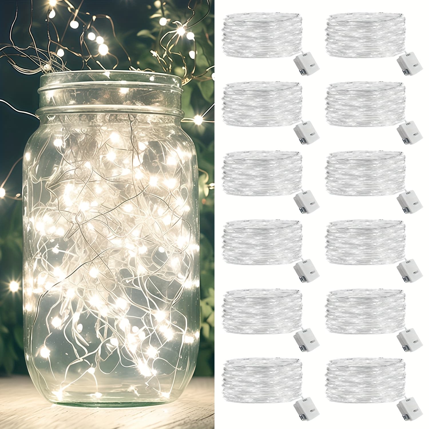 TEMU Ledoor 12pcs Fairy Tale Lights, 6.ft/20 Led Flashing Lights Button Batteries, , Mini Firefly Light String Suitable For Weddings, Bedrooms, Parties, Christmas Decoration