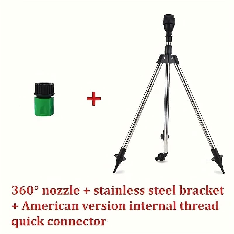 TEMU Stainless Steel Sprinkler Head With A And Adjustable Tripod - Provides Coverage, Perfect For Watering Lawns And Gardens, Cleaning Vehicles, And Operates (connector Included)