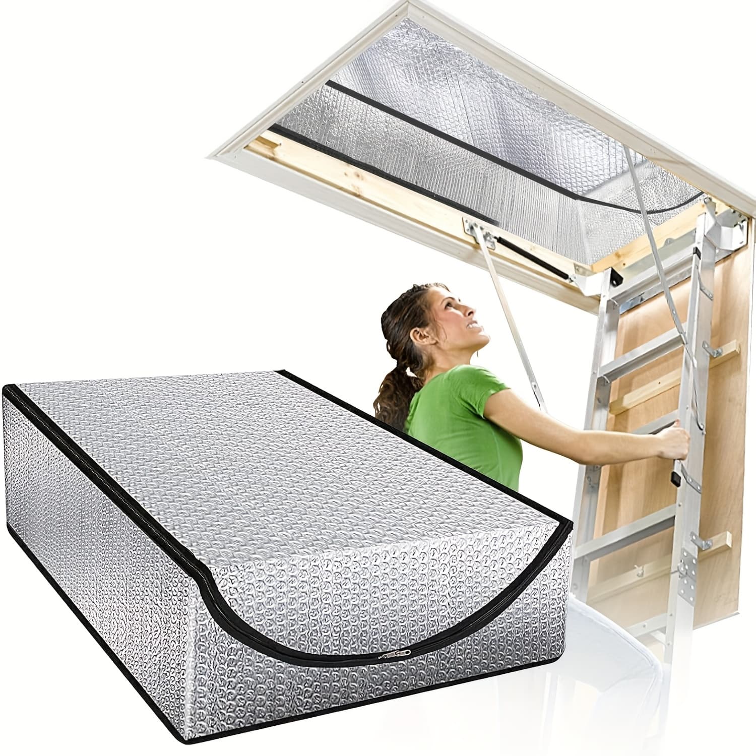 TEMU Insulation Cover For Attic Doors, Measuring 25 Inches By 54 Inches By 11 Inches, Featuring A Zipper Door For Pull-down , Against , Winter Cold, Moisture, And Dust