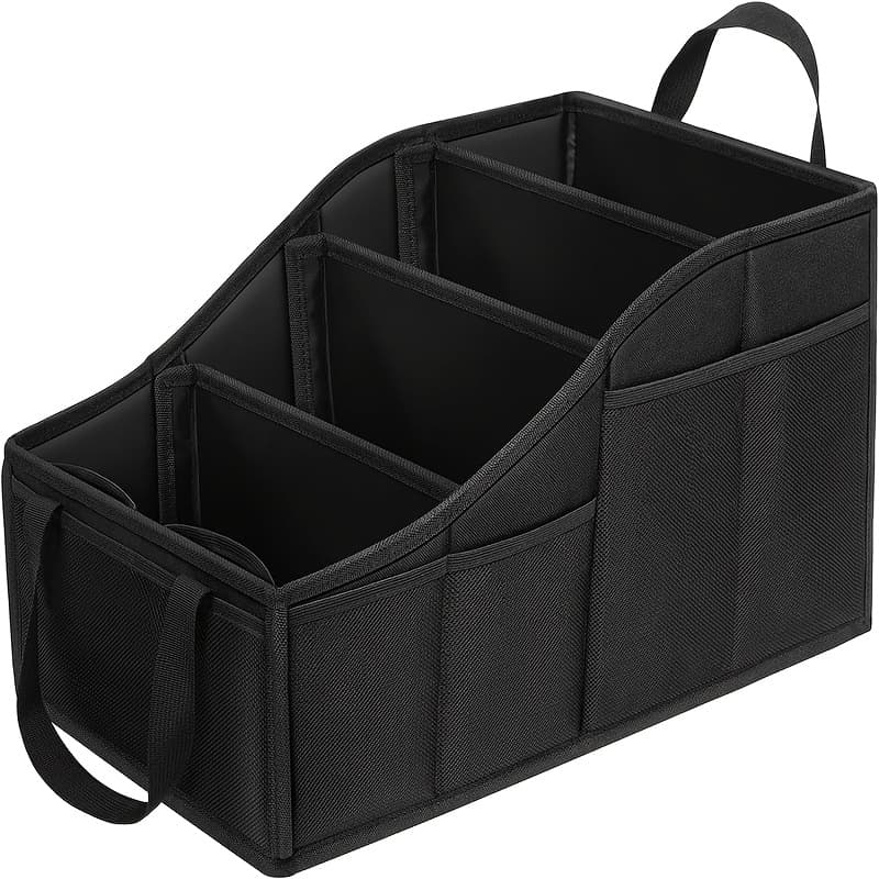 TEMU Large Capacity Foldable Car Storage Box, Oxford Cloth Trunk Organizer, Seat Back Storage Bag & Organizer Box For Auto, Multifunctional Storage Basket For Living Room & Bedroom