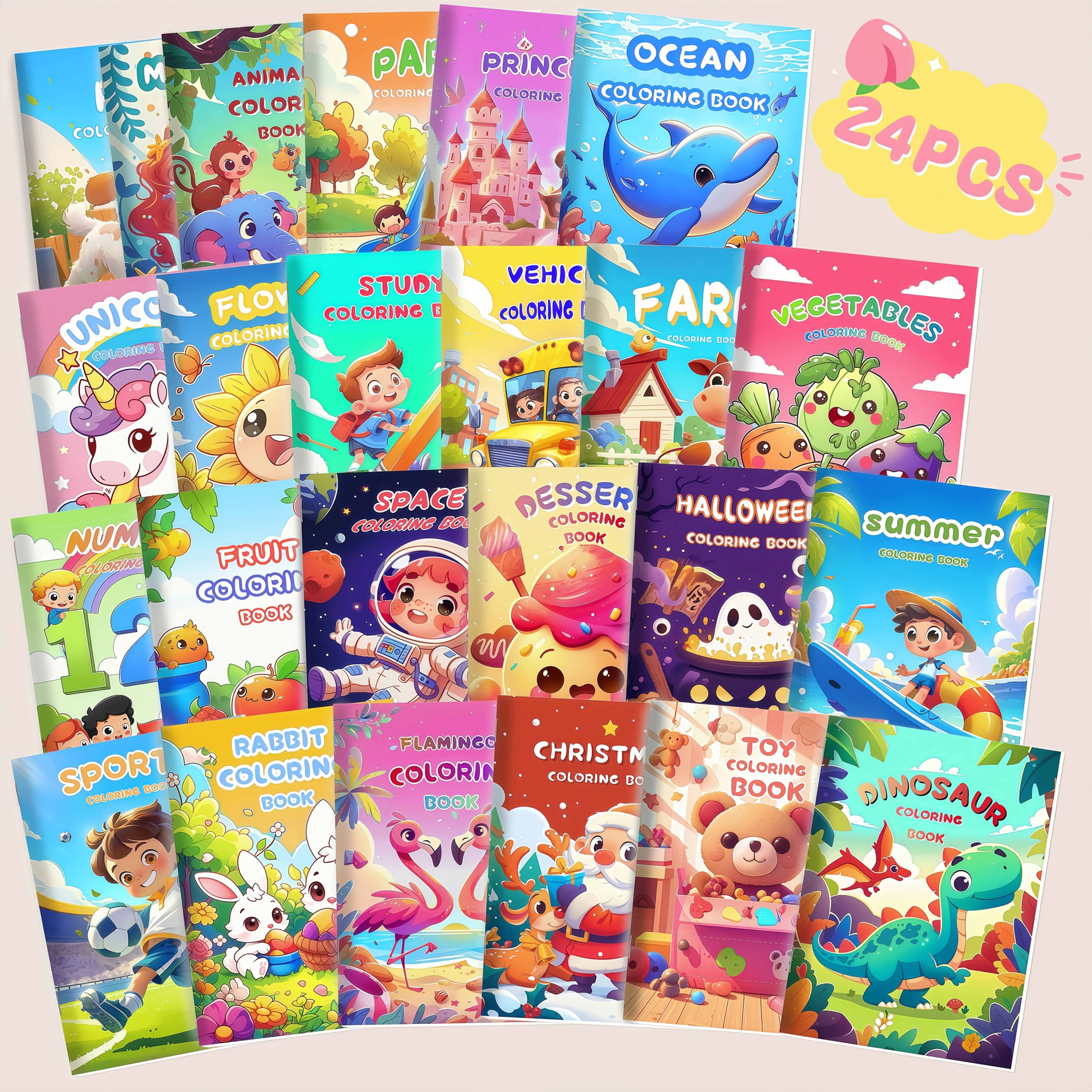 TEMU 24 Pack Coloring Books For Kids Ages 3+ Birthday Party Favors Bulk Gifts Goodie Bags Stuffers School Classroom Activity Books Halloween Christmas Gift Includes Animals Mermaid