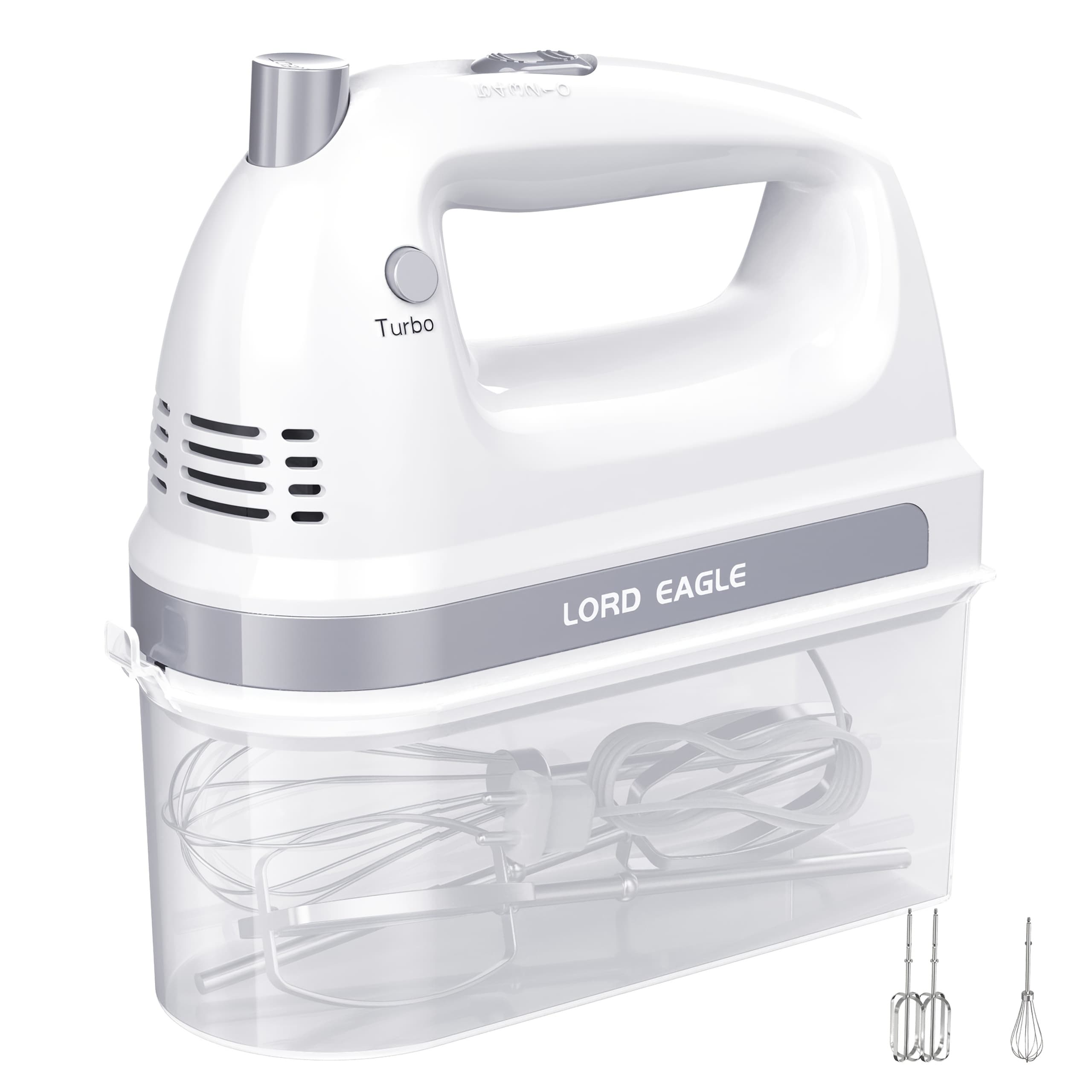 TEMU 300w Mini Electric Hand Mixer - 5-speed Control For Baking, Cakes & Creams With 3 Stainless Steel Attachments (2 Beaters/whisk) | Compact Storage Case (white/red/black)