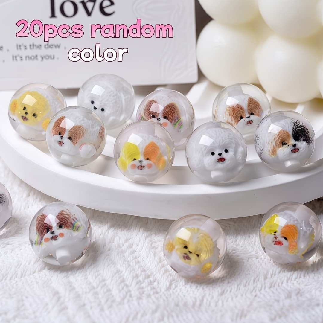 TEMU New Explosions Cartoon Animals And Puppies Decorative Beads Beaded Pen 16mmdiy Accessories Focus Beads Diy Material Bag Beaded Pen Accessories Material 20/10pcs Random Color
