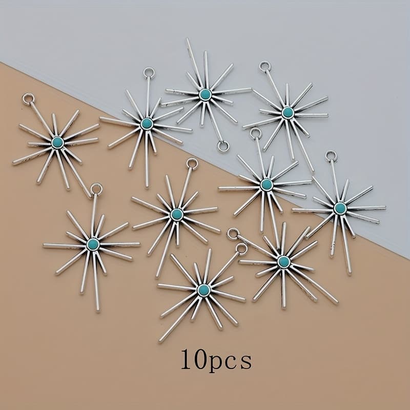 TEMU 10pcs Ancient Silvery Hollow Charms Alloy Pendants Charms For Making Ideal For Bracelets And Necklaces Earrings Crafting Accessories