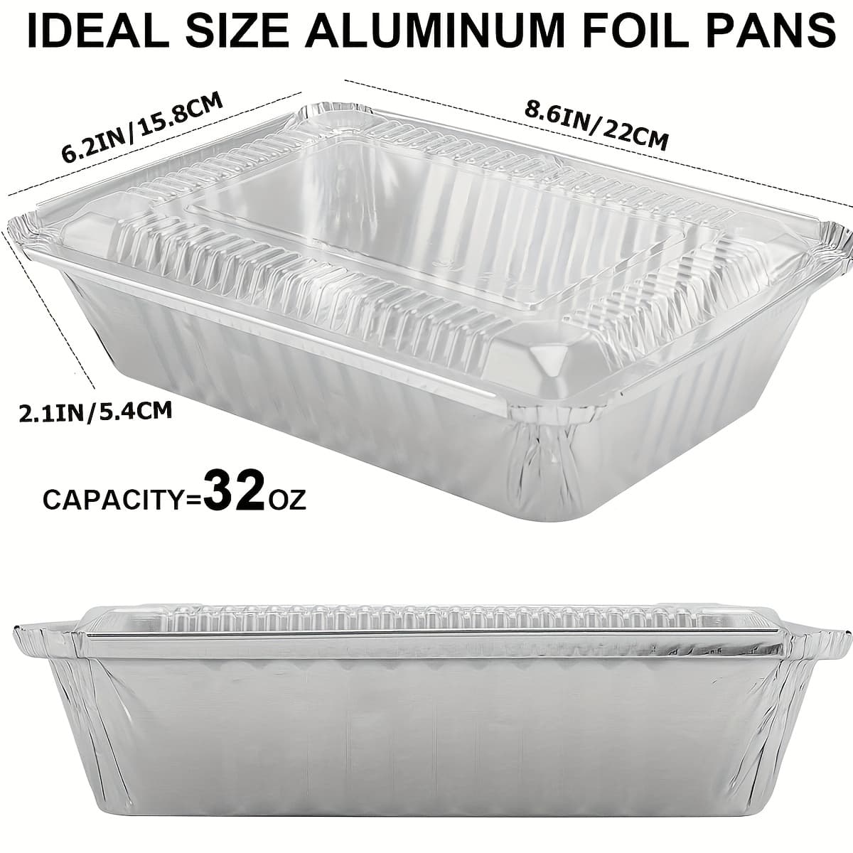 TEMU Of 55 Aluminum Foil Pans Weighing 2.25 , Featuring Clear Lids, Measuring 8.6 By 6..1 Inches, Suitable For Takeout, And Safe For Use In Freezers And Ovens, Ideal For Catering And Packaging