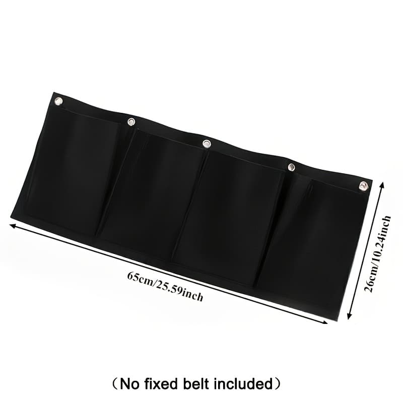 TEMU 1-pack Black Felt Grow Bag With 4 Horizontal Pockets, Hanging Wall Planter For Flowers, Non-woven Fabric Vertical For Wall Decoration