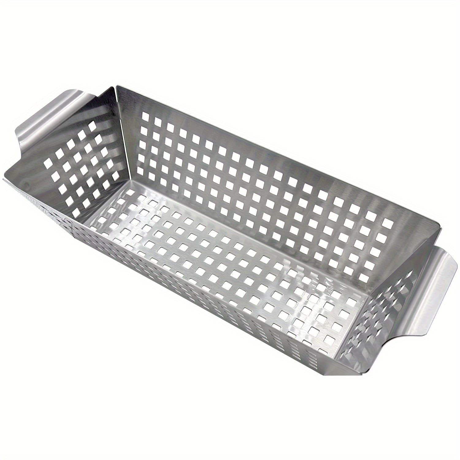 TEMU Versatile Stainless Steel Grill Basket - Perfect For Veggies, , Kebabs & More - Durable Bbq Accessory For Outdoor Cooking, Grilling Accessories For Outdoor Grill