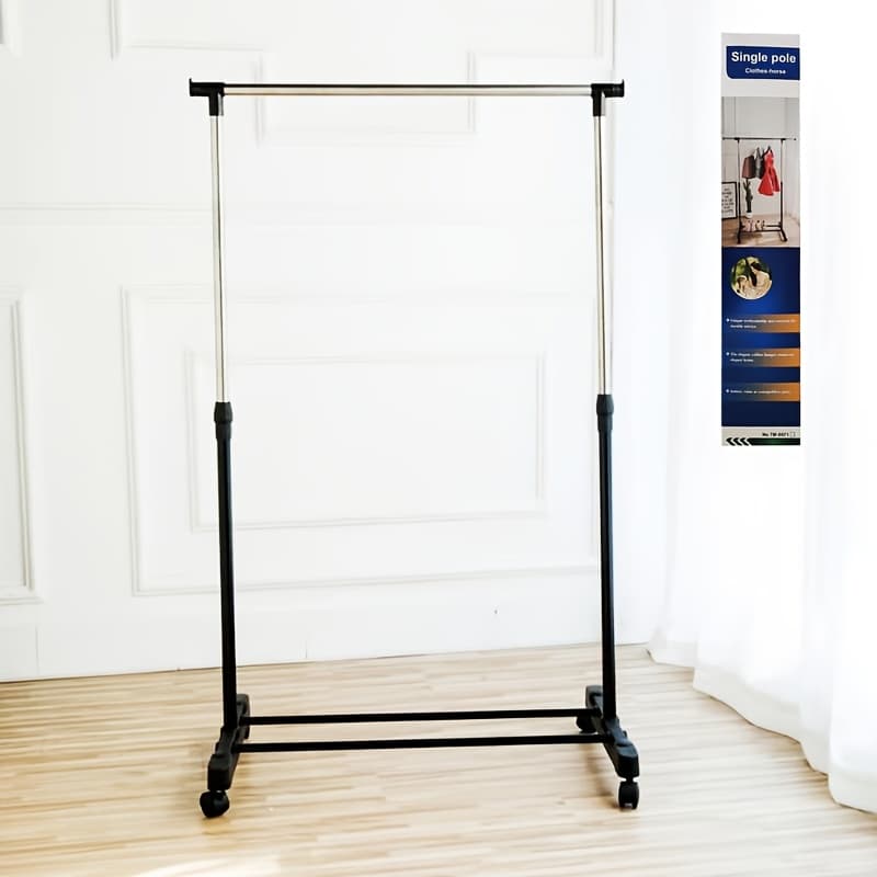 TEMU Free Standing Clothes Rail On Wheels Adjustable Mobile Tidy Clothing Coat Garment Clothing Hanging Rails Rack Portable Display Storage Stand Castors For Bedroom