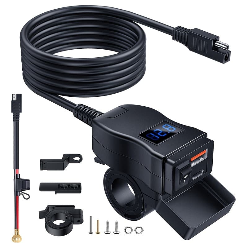 TEMU Motorcycle Usb Charger, Dual Usb Type C Pd & 3.0 Motorcycle Phone Charger With Voltmeter & Switch, Motorcycle Phone, Tablet, Gps