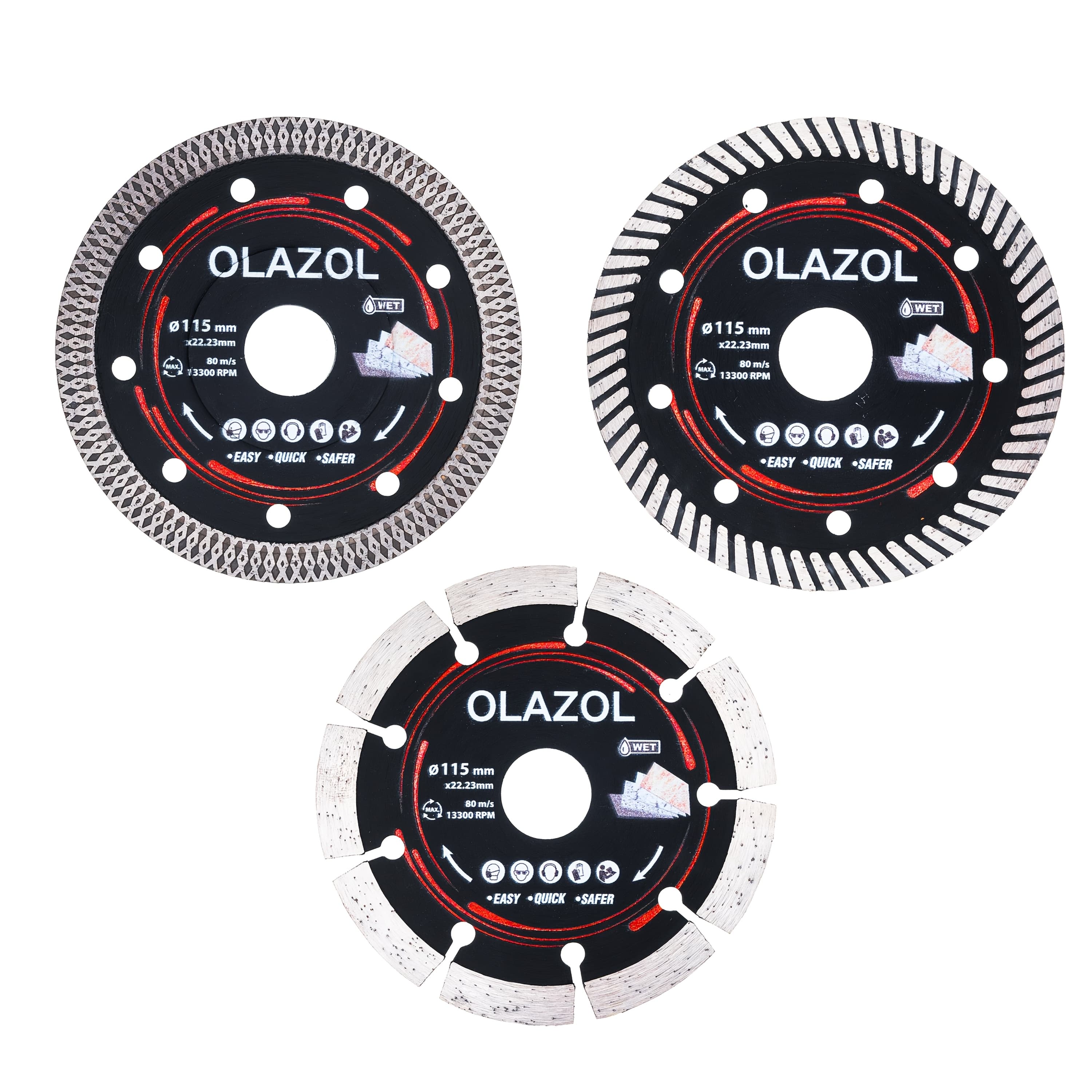 TEMU 3 4.5" Diamond Saw Blade Designed For Cutting Stone, Ideal For And The Of Marble, Granite, Concrete, Porcelain, Ceramic, Tile Materials, And More