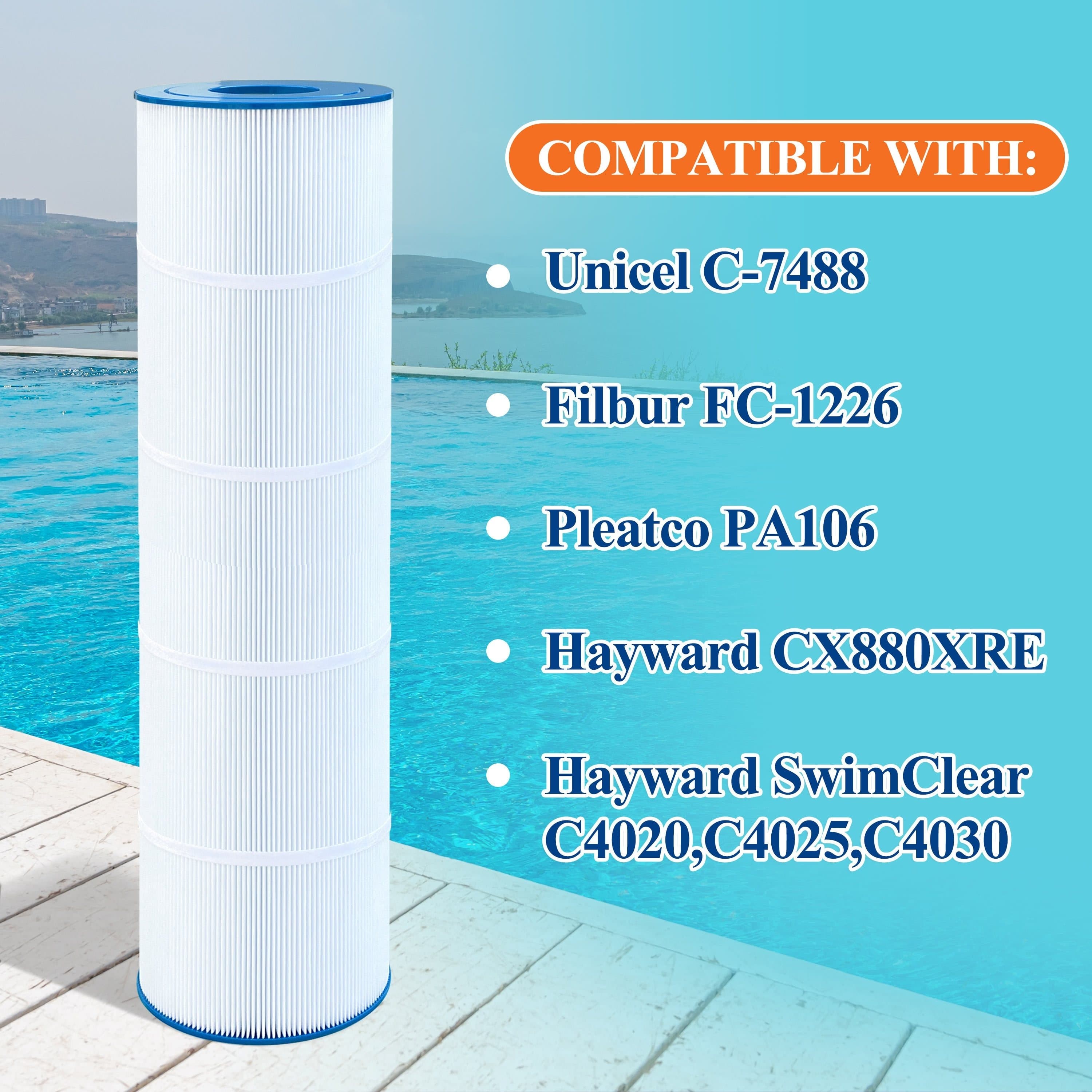 TEMU 4 Packs 4 X 106 Sq. Ft Pool Filter Compatible With C-7488, Fc-1226, C4030, C4025, C4020, Cx880xre, Pa106, Pa106-m, Pa106-4, Pa106-pak4