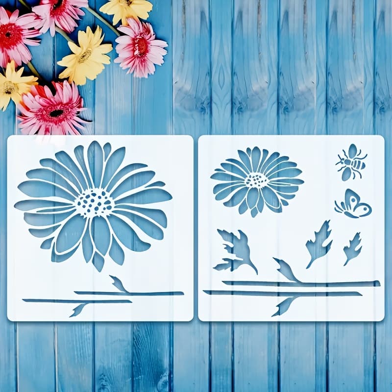 TEMU 2pcs Garden Wall Art Daisy Stencil Set, 12x12 Inch Flower Fence Stencil, Suitable For Gardens, Fabric, Wood, Wall Decor, Sold 185pcs By Seller: Love Stencil
