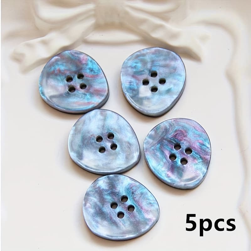 TEMU 5pcs Of Stylish And Unique Resin Gradient Laser Colorful Irregular Four-hole Buttons Suitable For Suits, Sweaters, Coats, Clothing, Shoes, Bags, And Hand-sewn Decorative Buttons.