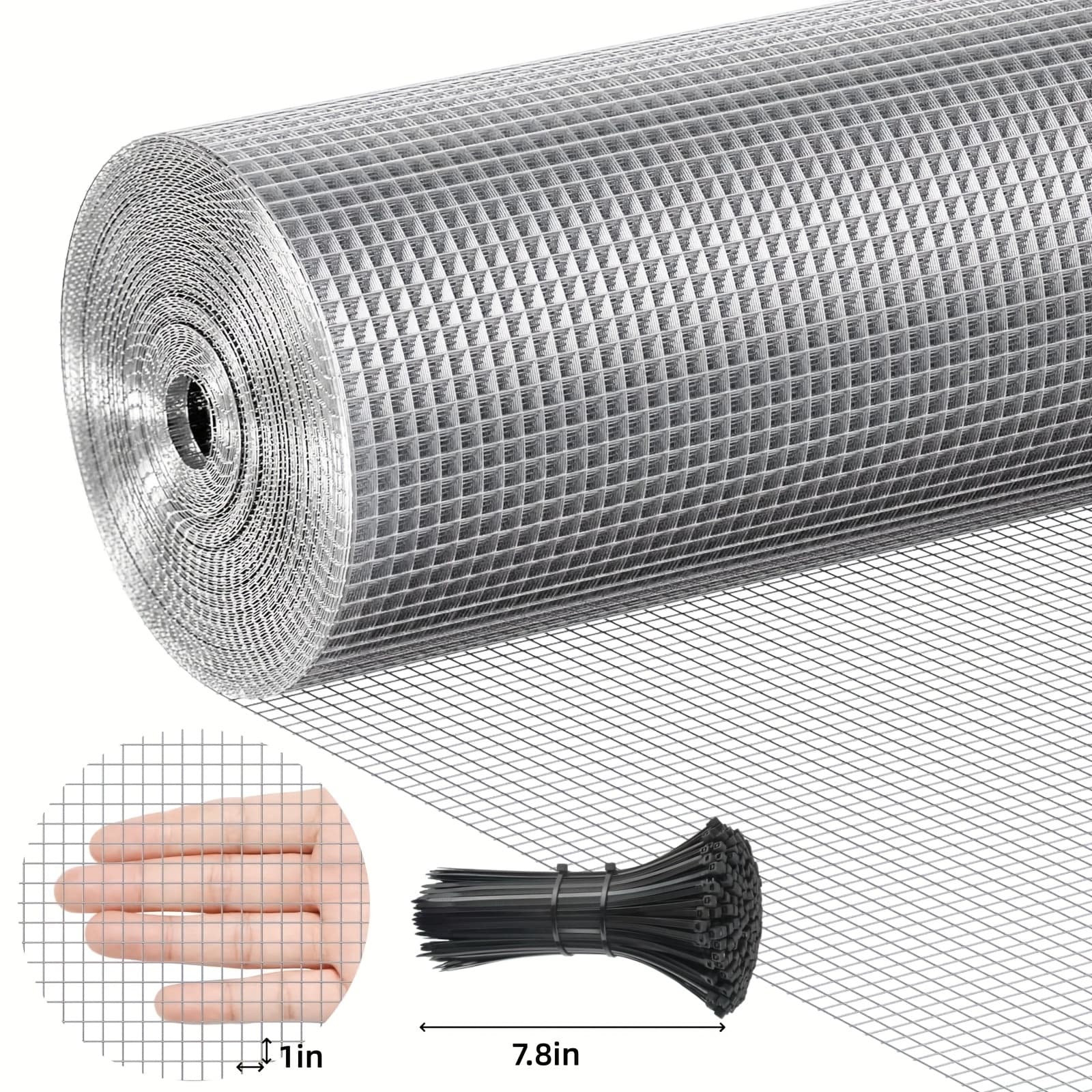 TEMU Crafts Made From Galvanized Metal Poultry Wire Mesh, Featuring A Chicken Wire Fence With Rectangular , Designed To Resist Rust And Keep Animals Out, Suitable For Gardens And Poultry