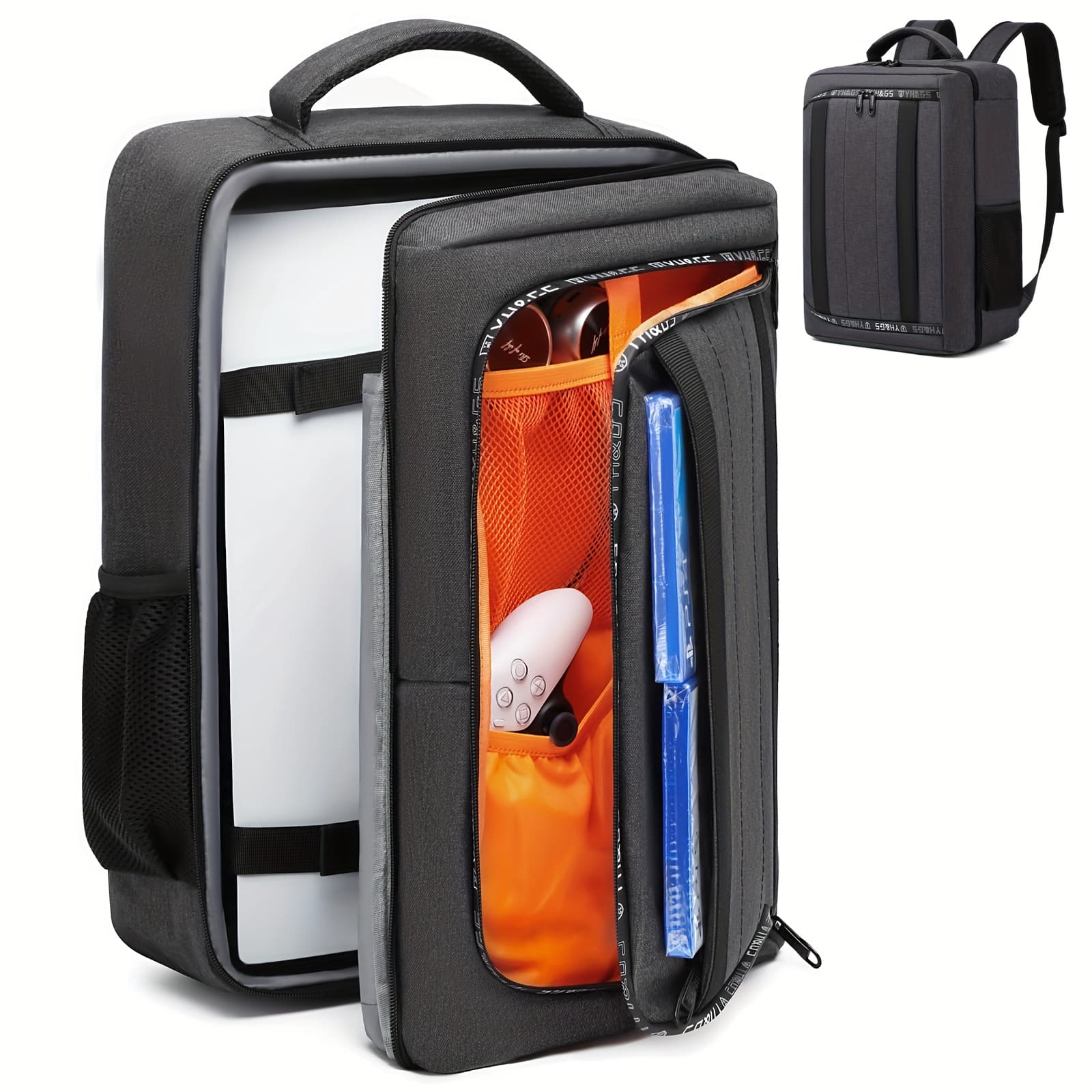 TEMU Travel Backpack For Playstation 5, Protective Carrying Case Bag For 17.3inch Laptop, Controllers, Game Discs And More Gaming Accessories, Playstation 5 Carrying Case With Multiple Pockets