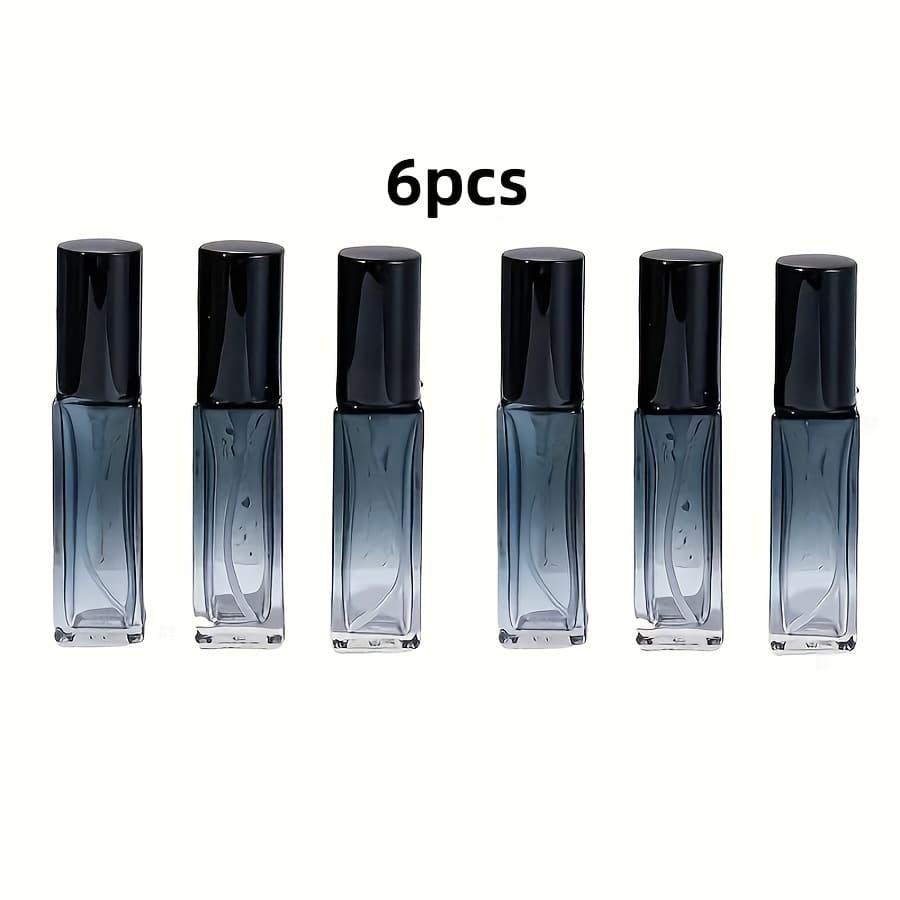 TEMU 6pcs Square Glass Perfume Bottle, 10ml Fragrance- Mist Sprayer, Portable Pressure Type, Gradient Change, Sample Bottle, Water Bottle, 0.34oz Capacity