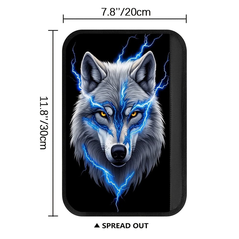 TEMU 1pc Car Seat Belt Shoulder Pad Cover, Blue Flame Effect Wolf Head Seat Belt Protector, Shoulder Pad Shoulder Protector, Suitable For Suv, Sedan Decoration