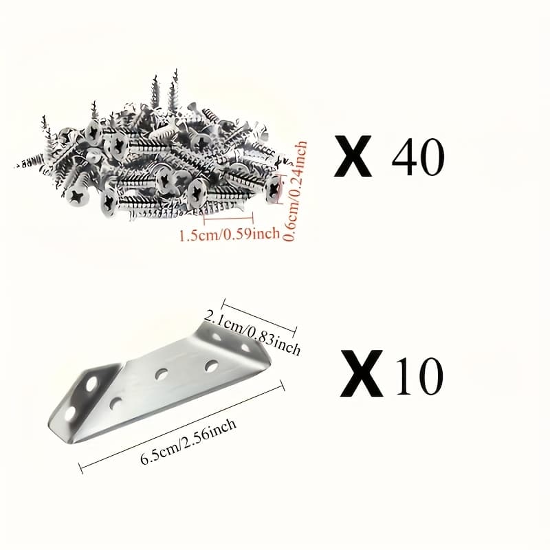 TEMU 50pcs Heavy Duty Stainless Steel Angle Brackets With Screws - 90° Angle Brackets, Scratch Resistant, On Furniture And Wooden Frames