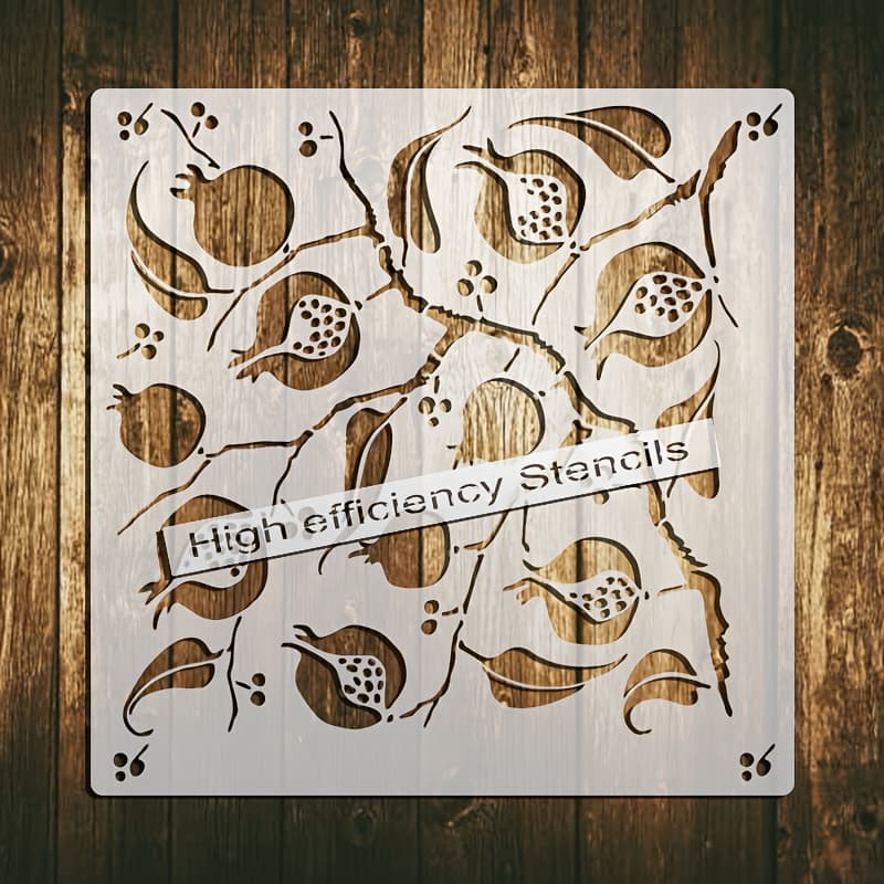 TEMU 1pc Pomegranate Stencil - Reusable Painting Template For Canvas, Fabric, Paper, Textiles And More