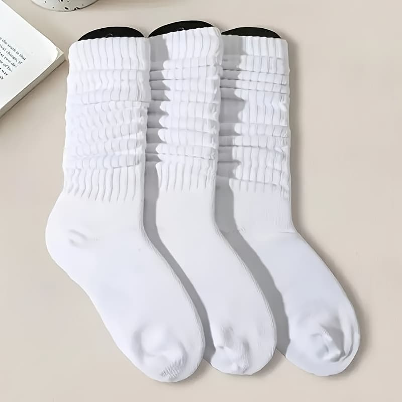 TEMU 3 Pairs White Long Extended Thickened Over-the-knee Socks, Soft And Comfortable All-match, Suitable For All