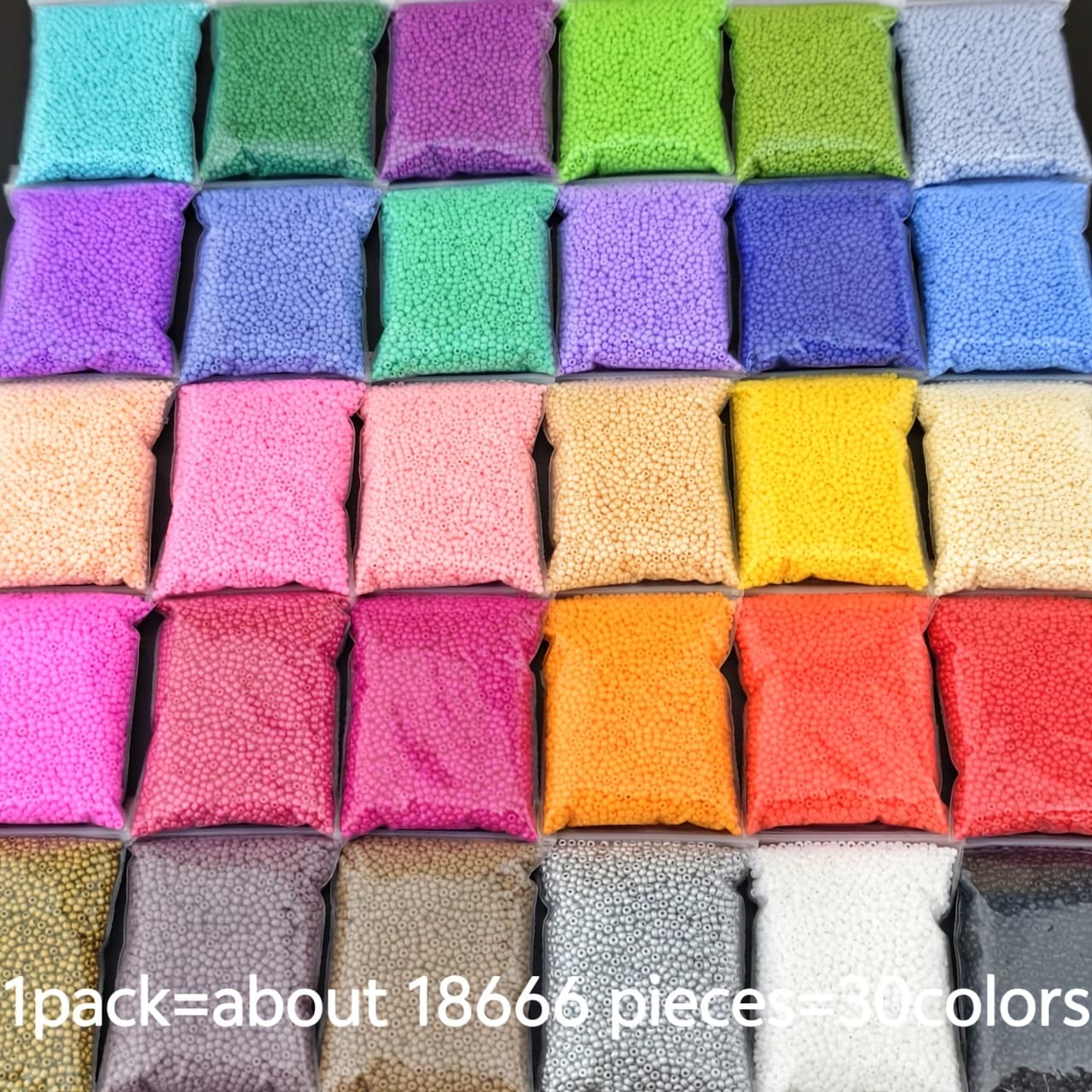 TEMU 18666pcs 1.8mm Czech Seed Beads - 30 Vibrant Colors Glass Beads For Making, Bracelets, Necklaces, Bohemian Craft Supplies, Necklace Components, Glossy Bead Finish