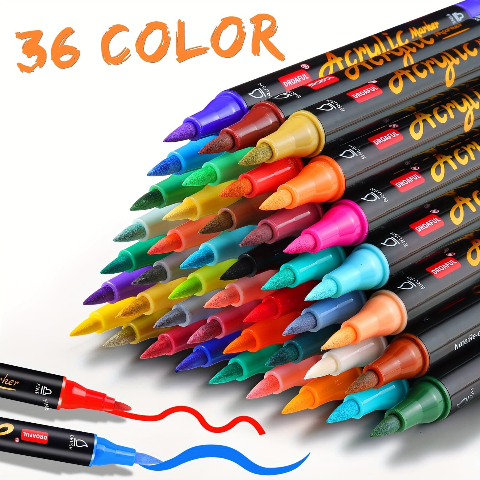 TEMU 36, 60, 72color Acrylic Paint Markers | Dual Tips Paint Pens For Rock, Fabric, Metal, Wood, Canvas, Ceramic, Plastic, Eggs, Pumpkins | Non-toxic & , Premium Art And Craft Supplies By Droaful