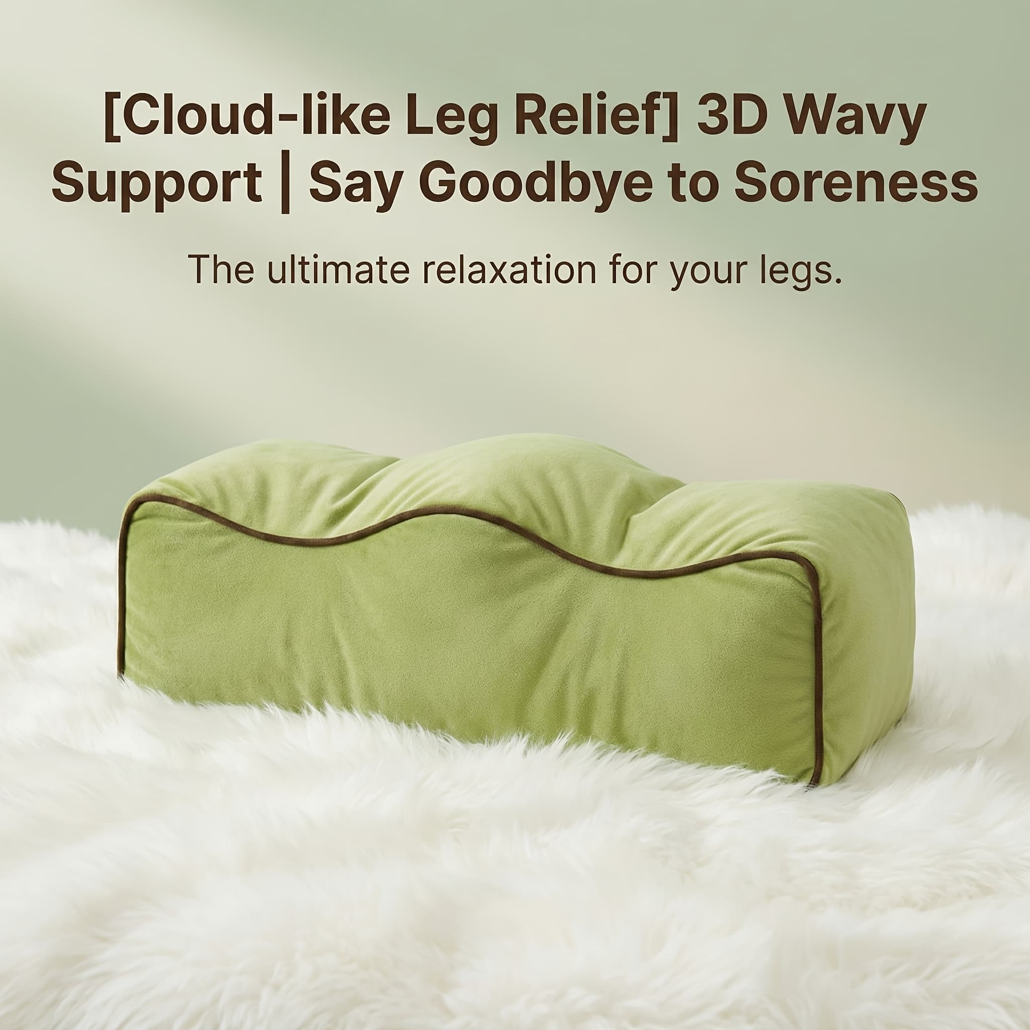 TEMU 3d Wavy Leg Pillow, Soft Dutch Velvet Leg Rest Cushion For Bed And Sofa, Raised For Knees Ankles And Calves, Comfortable Recovery Rest Pillow, Green/gray Options