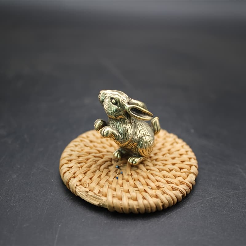 TEMU 1pc Handmade Statue - Vintage Zodiac Rabbit Decoration, Suitable For Diy Decoration Of Office Desk, Bookshelf, And Living Room, Christmas And Thanksgiving Gifts