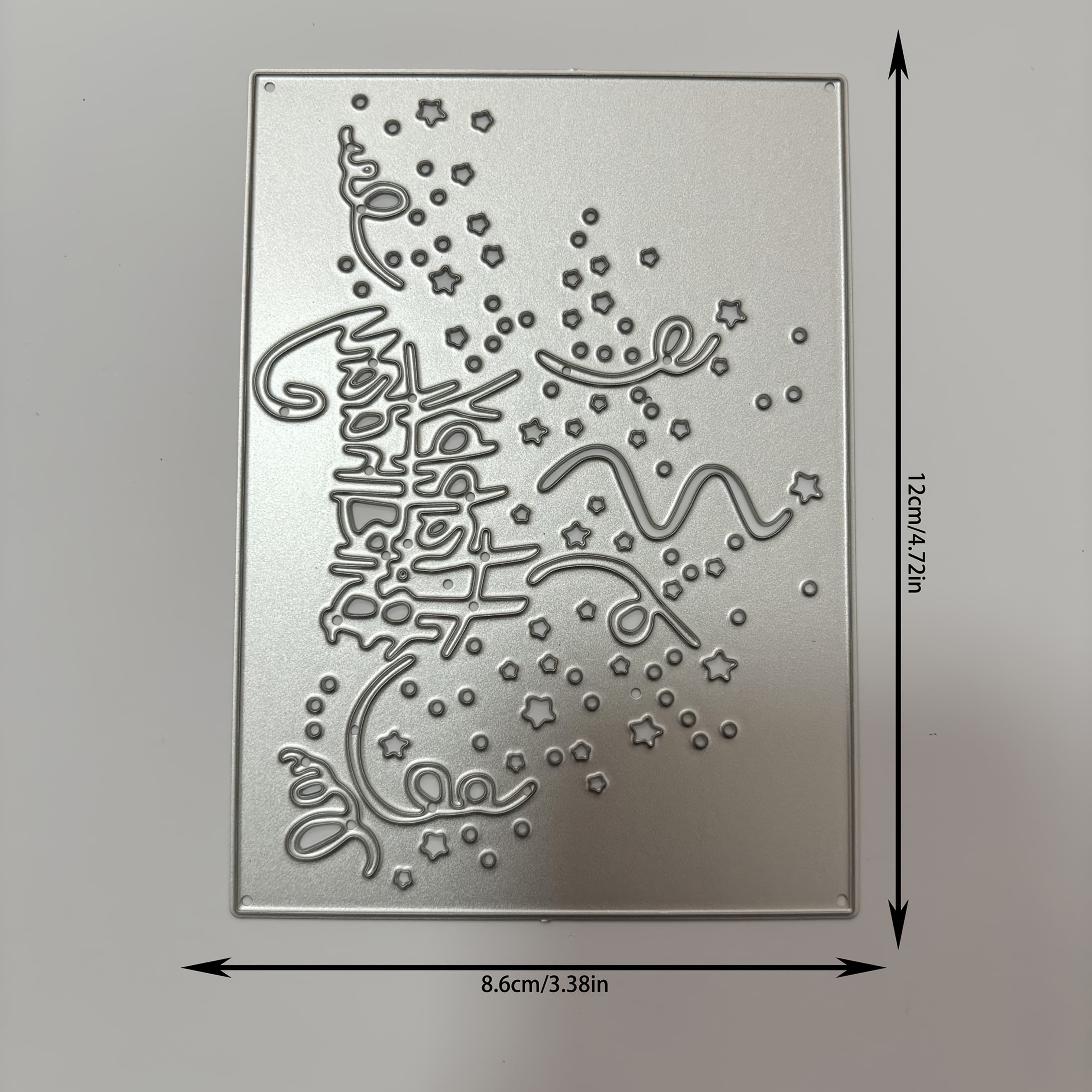 TEMU 1 Rectangle Greeting Card Celebration, Silvery Gray, Whimsical Theme Metal Cutting Die For Diy Scrapbooking, Embossing, Handmade Greeting Card Making, And Gift Card Making.