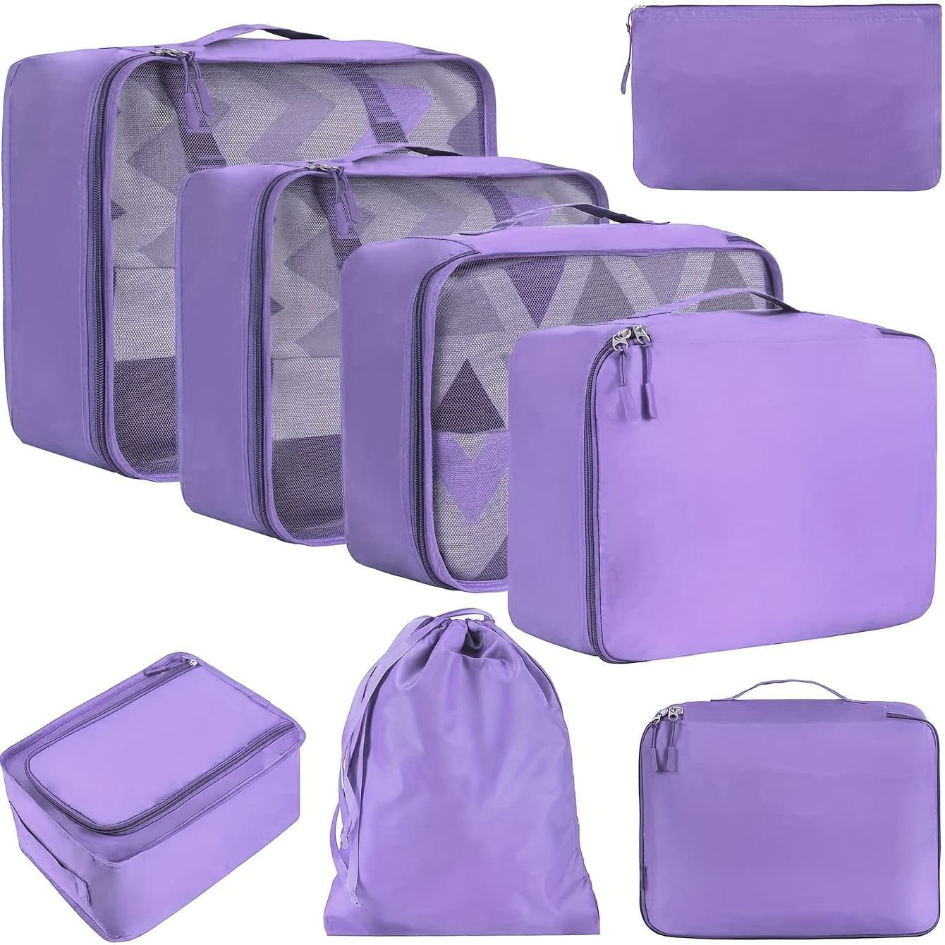 TEMU 8pcs Luggage Packing Cubes, Travel Essentials, Travel Bag Organizer Set