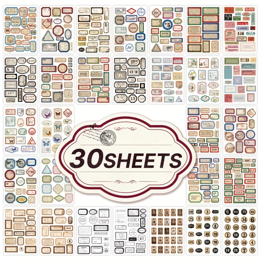 TEMU Vintage Label Sticker Book 500+ Aesthetic Scrapbooking Stickers With Tag Patterns For Journaling, Crafts Planning Creative Marking Decorative Stickers For Journals Stationery Supplies