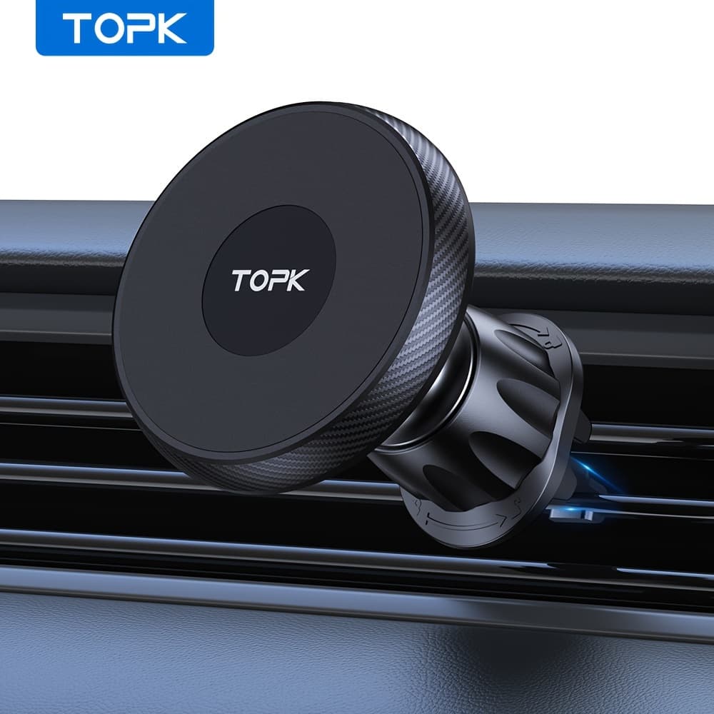 TEMU Magnetic Car Phone Holder With Powerful - Heavy-duty Abs Construction, Single-hand Operation, Compatible With Magsafe, Air Conditioner Outlet