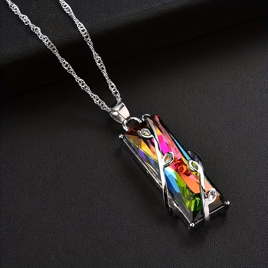 TEMU 1pc Fashionable Trendy Jewelry Iridescent Artificial Crystal Branch Necklace Women's Jewelry