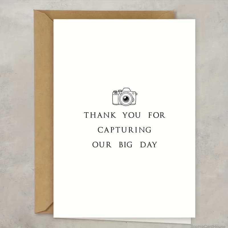 TEMU 1pc / 6pcs Wedding Photographer Thank You Cards With Envelopes - Elegant English Greetings Suitable For Any Recipient, For Everyday Office Use