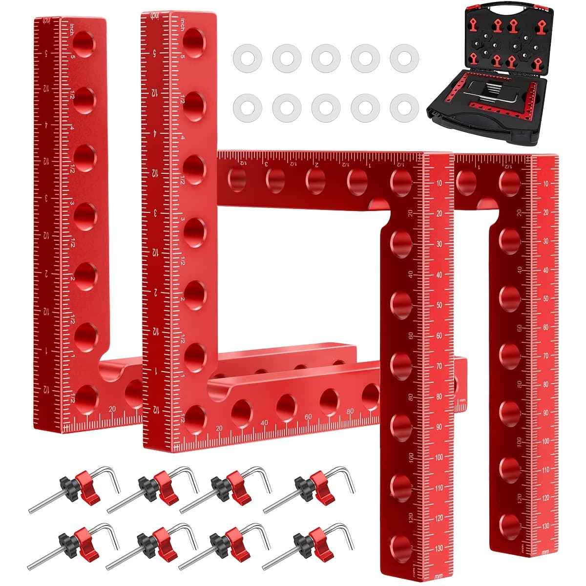 TEMU Corner Clamps For Woodworking, 4pcs 90 Degree Right Angle Clamp 5.5" Aluminum Clamping Positioning Squares Woodworking Tools For Frame, Box, Drawer, Cabinets, Gifts For Men Dad