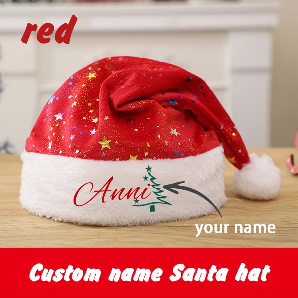 TEMU Custom Name Santa Hat, Christmas Party Hat, Personalized , Red And Green Santa Hat, Christmas Gift, Holiday Birthday Present
